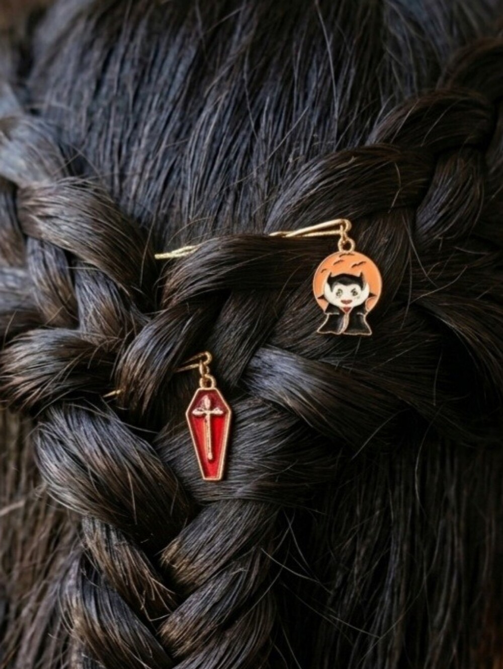 Halloween Vampire And Coffin Hair Pin Set, Hair Accessories